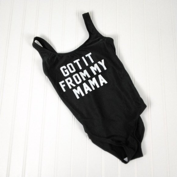 Girl's Got It From My Mama Graphic Tank One-piece Swimsuit Black Large - Picture 5 of 5